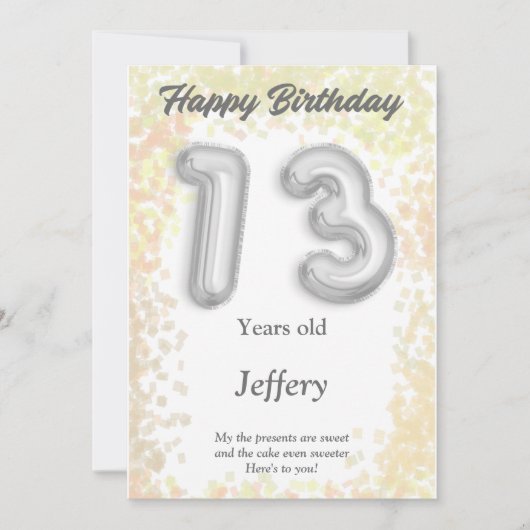 13歳のハッピーバースデーカード (正面)