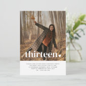 13歳のハートの写真付き誕生日招待状 招待状 (スタンド正面)