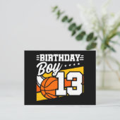 13歳のバスケットボールパーティー 13歳の誕生日男子 ポストカード (スタンド正面)