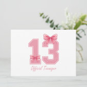 13歳のピンクの恋するお嬢さんボウ公式ティーンエイジャー13 招待状 (スタンド正面)