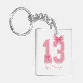 13歳のピンクの恋するお嬢さん リボン 公式 ティーンエイジャー 13 キーホルダー (正面左)