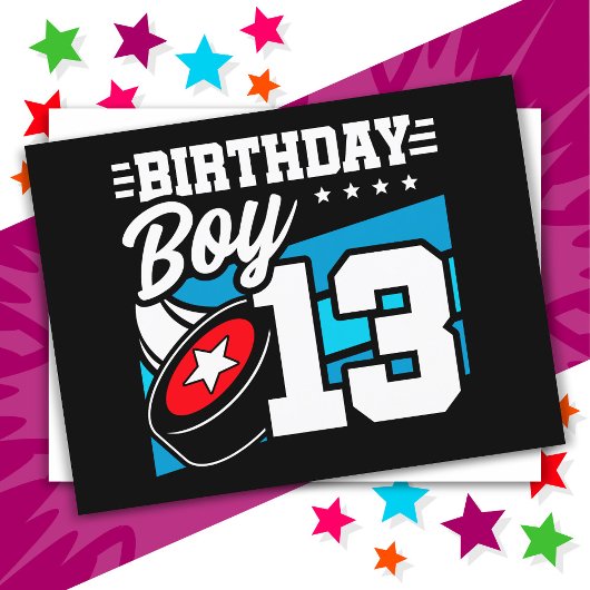 13歳のホッケーパーティーテーマ 13歳の誕生日男子 ポストカード