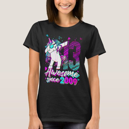 13歳のユニコーン ダビング 13歳の誕生日 ユニコーン Tシャツ (正面)