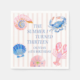 13歳の夏 海辺の13歳の誕生日 スタンダードカクテルナプキン