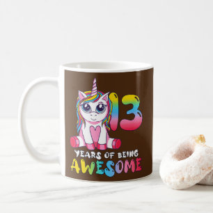 13歳の女の子カワイト・ユニコーン13誕生日 コーヒーマグカップ