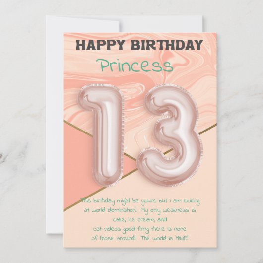 13歳の女の子ハッピーバースデーカード (正面)