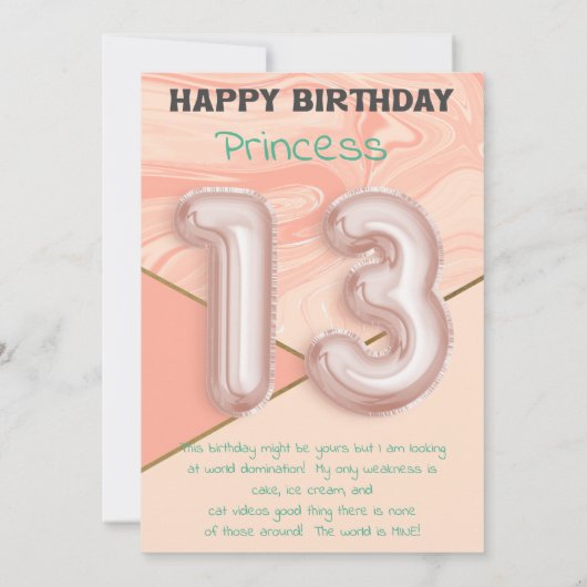 13歳の女の子ハッピーバースデーカード (裏面)