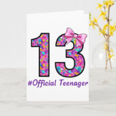 13歳の小悪魔的なお辞儀の公式ティーンエージャー13歳の誕生日 カード (黄色い花)