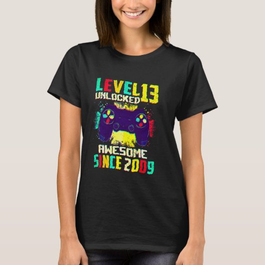 13歳の少年レベル13のロック解除13歳の誕生日 Tシャツ (正面)