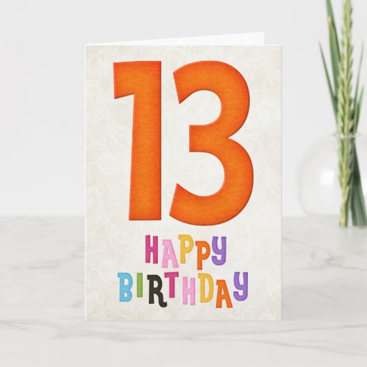 13歳の誕生日おめでとうカードデザイン3 カード (正面)