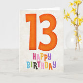 13歳の誕生日おめでとうカードデザイン3 カード (黄色い花)