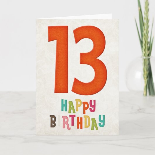 13歳の誕生日おめでとうカードデザイン カード (正面)