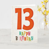 13歳の誕生日おめでとうカードデザイン カード (黄色い花)