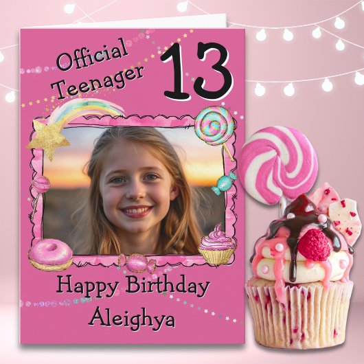 13歳の誕生日おめでとうフォトガール カード