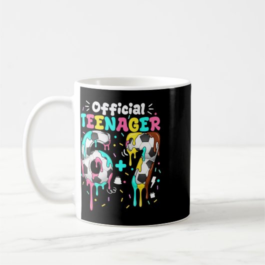 13歳の誕生日おめでとう少年少女 6+7 男子 コーヒーマグカップ (左)
