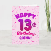 13歳の誕生日おめでとう カスタムネームカード カード (正面)