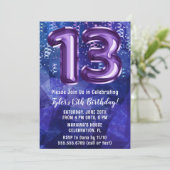 13歳の誕生日おめでとう ブルー+パープル ボーイ 招待状 (スタンド正面)