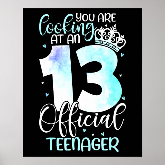 13歳の誕生日おめでとう 女の子 かわいい 公式 ティーンエイジャー ポスター (正面)