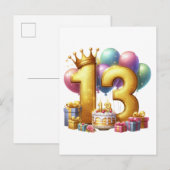 13歳の誕生日おめでとう 案内ポストカード (正面/裏面)