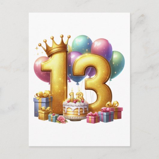 13歳の誕生日おめでとう 案内ポストカード (正面)