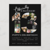 13歳の誕生日が正式に10代の若者写真コラージュ インビテーションポストカード (正面)