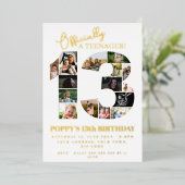 13歳の誕生日が正式に10代の若者写真コラージュ 箔招待状 (立ち正面)