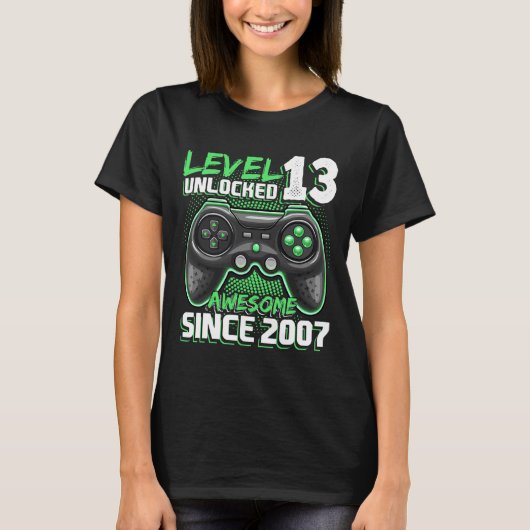 13歳の誕生日におすすめの2007年ビデオゲーム13周年記念 Tシャツ (正面)