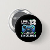 13歳の誕生日におすすめの2008年ビデオゲーム13周年記念 缶バッジ (正面&裏面)
