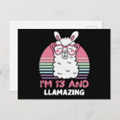 13歳の誕生日におすすめ!楽しい13歳の誕生日ラマグッズ ポストカード (正面/裏面)