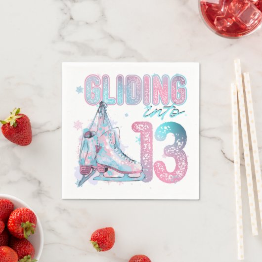 13歳の誕生日のスケートで滑るパーティー スタンダードカクテルナプキン (インサイチュ)