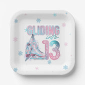 13歳の誕生日のスケートで滑るパーティー ペーパープレート (正面)