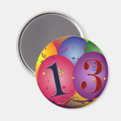 13歳の誕生日のバルーンの装飾 マグネット (正面/裏面)