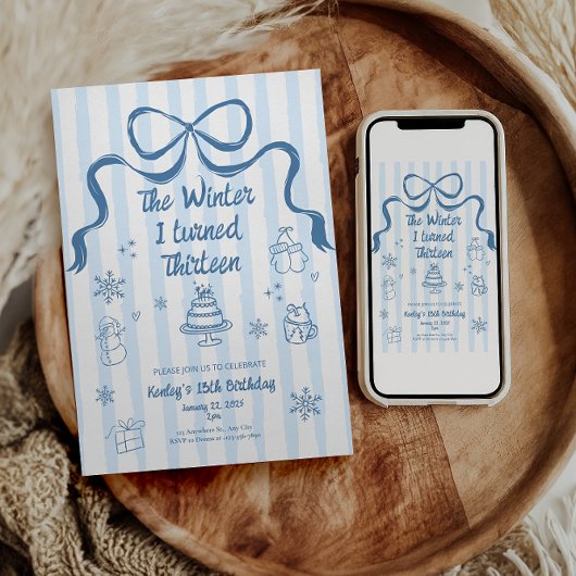 13歳の誕生日の冬の招待状 招待状