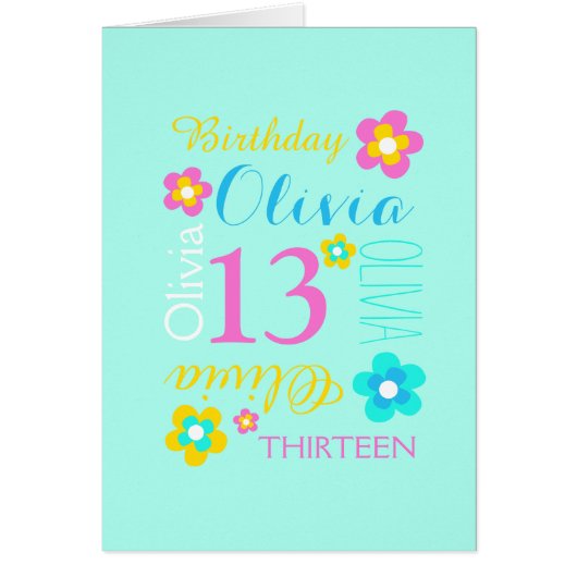 13歳の誕生日の花アクアカスタムピンクイエロー (正面)