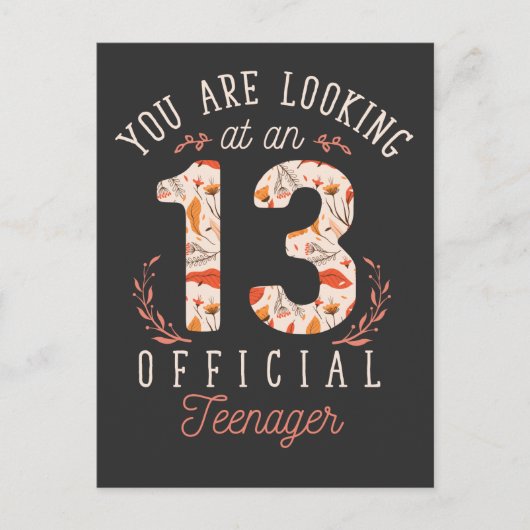 13歳の誕生日を機に公式ティーンになる女の子 ポストカード (正面)