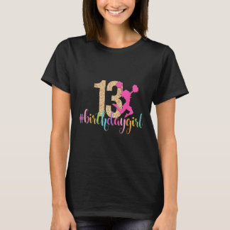 13歳の誕生日を迎えた女子チアリーダー 虹色のチアリーディング Tシャツ