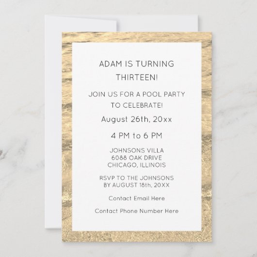 13歳の誕生日カスタム年齢 ウォーター アブストラクト ビーチ クール 招待状 (正面)