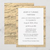 13歳の誕生日カスタム年齢 ウォーター アブストラクト ビーチ クール 招待状 (正面/裏面)