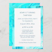 13歳の誕生日カスタム 年齢 青 抽象的なアート クール 招待状 (正面/裏面)