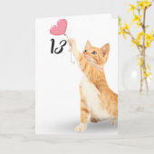13歳の誕生日キジトラ猫 カード (黄色い花)