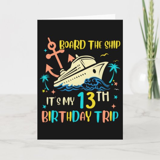 13歳の誕生日クルーズ旅行 面白い 海の旅のお土産 カード (正面)