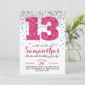 13歳の誕生日コンフェティ招待状 招待状 (スタンド正面)