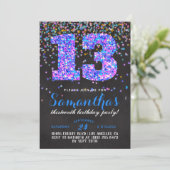 13歳の誕生日コンフェティ招待状 招待状 (スタンド正面)