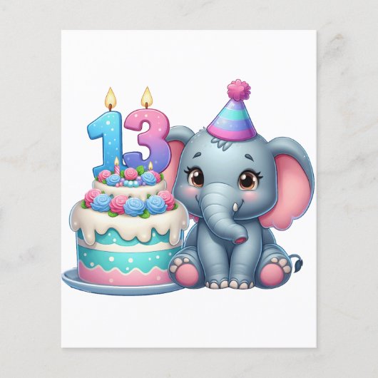 13歳の誕生日ゾウのケーキ チラシ (正面)