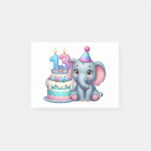 13歳の誕生日ゾウのケーキ ポストイット (正面)