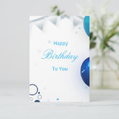 13歳の誕生日ネイビーブルーとゴールドバルーン紙吹雪 招待状 (スタンド正面)