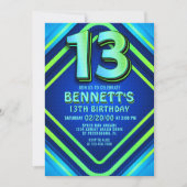 13歳の誕生日ネオン招待状 招待状 (正面)