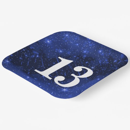 13歳の誕生日パーティーのためのスターギャラクシー ペーパープレート (傾斜あり)