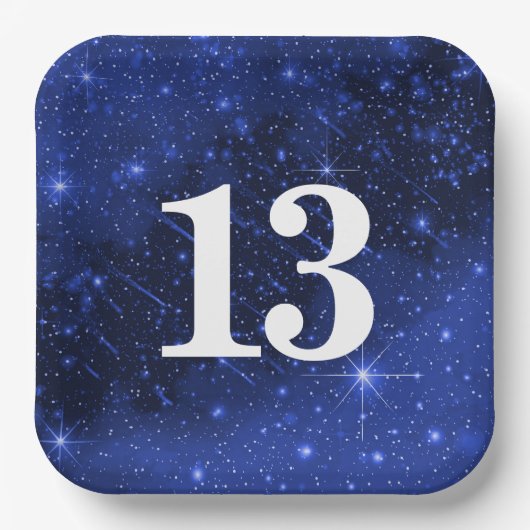 13歳の誕生日パーティーのためのスターギャラクシー ペーパープレート (正面)