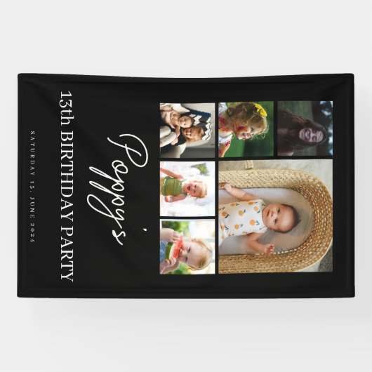 13歳の誕生日パーティーのオフィシャルティーンエイジャーの写真コラージュ 横断幕 (横)